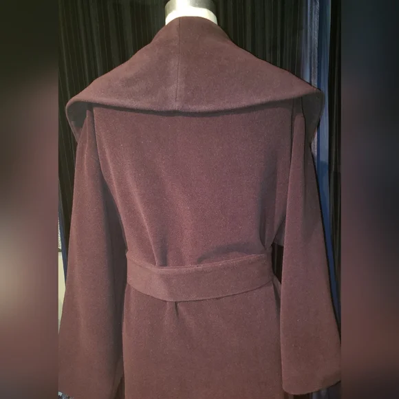Vintage 100% cashmere rich chocolate brown wraparound huge collar 2XL maxi coat - Picture 13 of 16